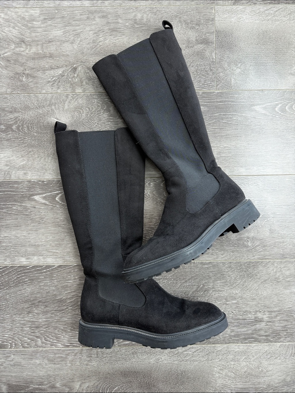 Zara Black Tall Chelsea Heeled Boots